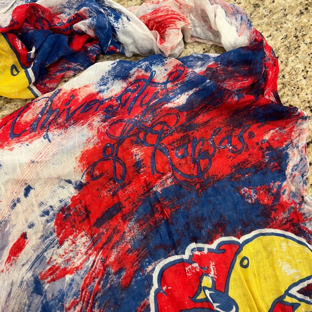 University of Kansas Jayhawks Scarf Red White Blue KU NCAA Fan Gear - Picture 3 of 4
